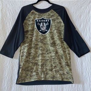 Nike On Field Apparel Oakland Raiders Army Breast Cancer 3/4 Sleeve Raglan Shirt